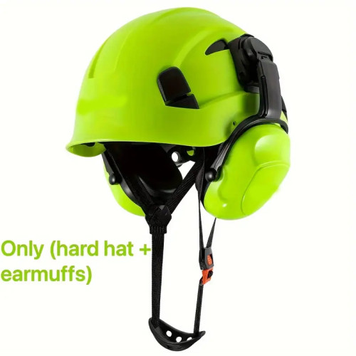Construction Work Safety Helmet With Goggles And Noise-reducing Industrial Protective Soundproof Earmuffs Hard Hat, (hard Hat+earmuffs+goggles) Set Or (hard Hat+earmuffs) Set Green color