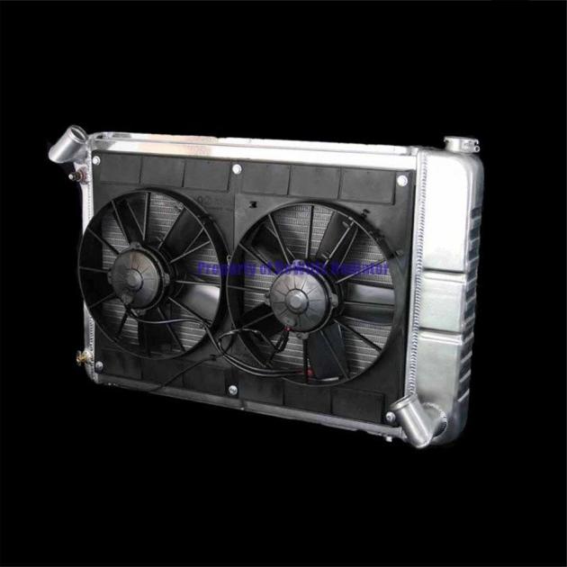 Corvette DeWitt Radiator, DIRECT FIT™, Manual with Black Ice Finish & High Performance Fan, Big Block, HP Series, 1966-1968