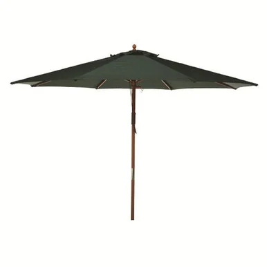 9ft Hunter Green Wooden Patio Umbrella – Stylish Shade for Your Outdoor Space