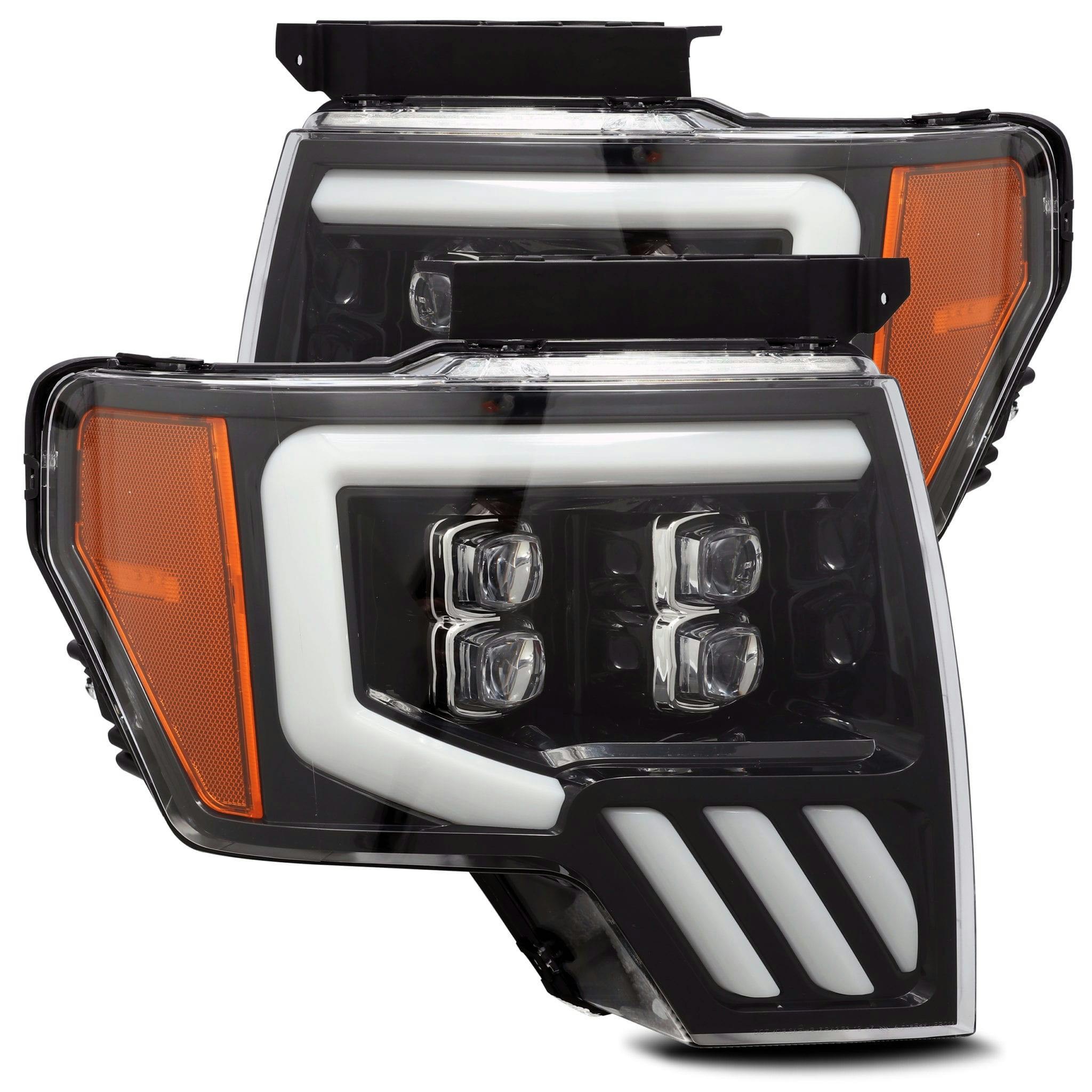 AlphaRex 880190 LED Projector Headlights Plank Style Design Gloss Black