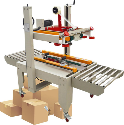 Automatic Case Taper Sealer Uniform Carton Box Tape Sealing Machine Top&Bottom Case Packing Sealer 180W Continuous Left-and-Right Drive Tape Baler for Width 7"-19.7" Height 5.5''-23.6'' 110V