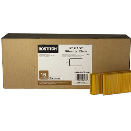 BOSTITCH 1/2" Crown X 2" Leg 16 Gauge S4 Series Flash Galvanized Staple