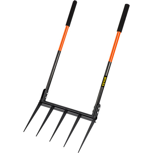 Broad Fork Tool, 5 Tines 20 in Wide, Garden Tool with Fiberglass Handle for Gardening and Cultivating, Aerate Clay Soil for Farm