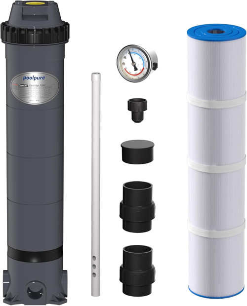 PFT-AF150 Cartridge Pool Filter Tank&Element for Above Ground & Inground Swimming Pools, 150 Sq.ft Pool Filter System, Pool Filter housing, 8900 gallons of Water per Hour, Easy to Install