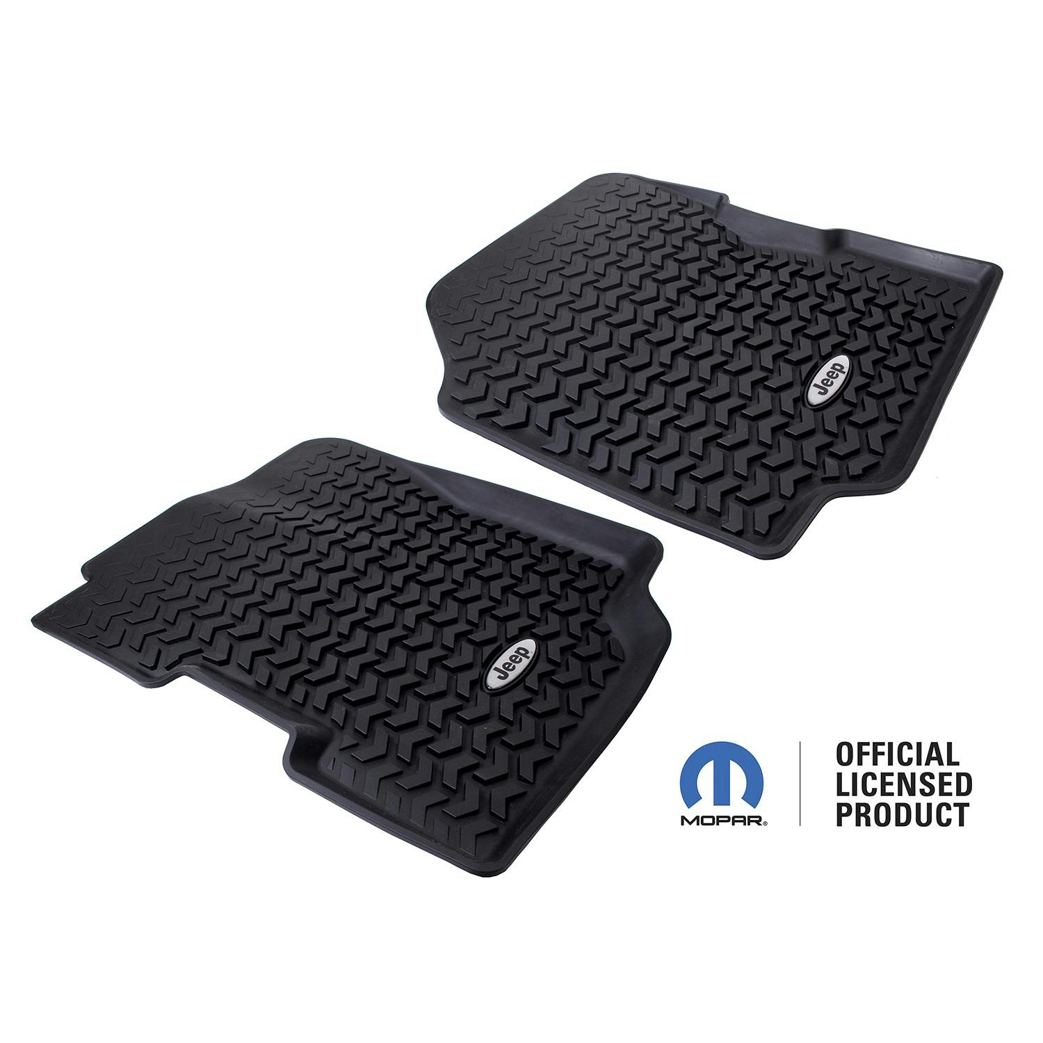 Rugged Ridge DMC-12920.22 Floor Liners; Front; Black; Jeep Logo; 76-95 Jeep CJ7/CJ8/Wrangler YJ
