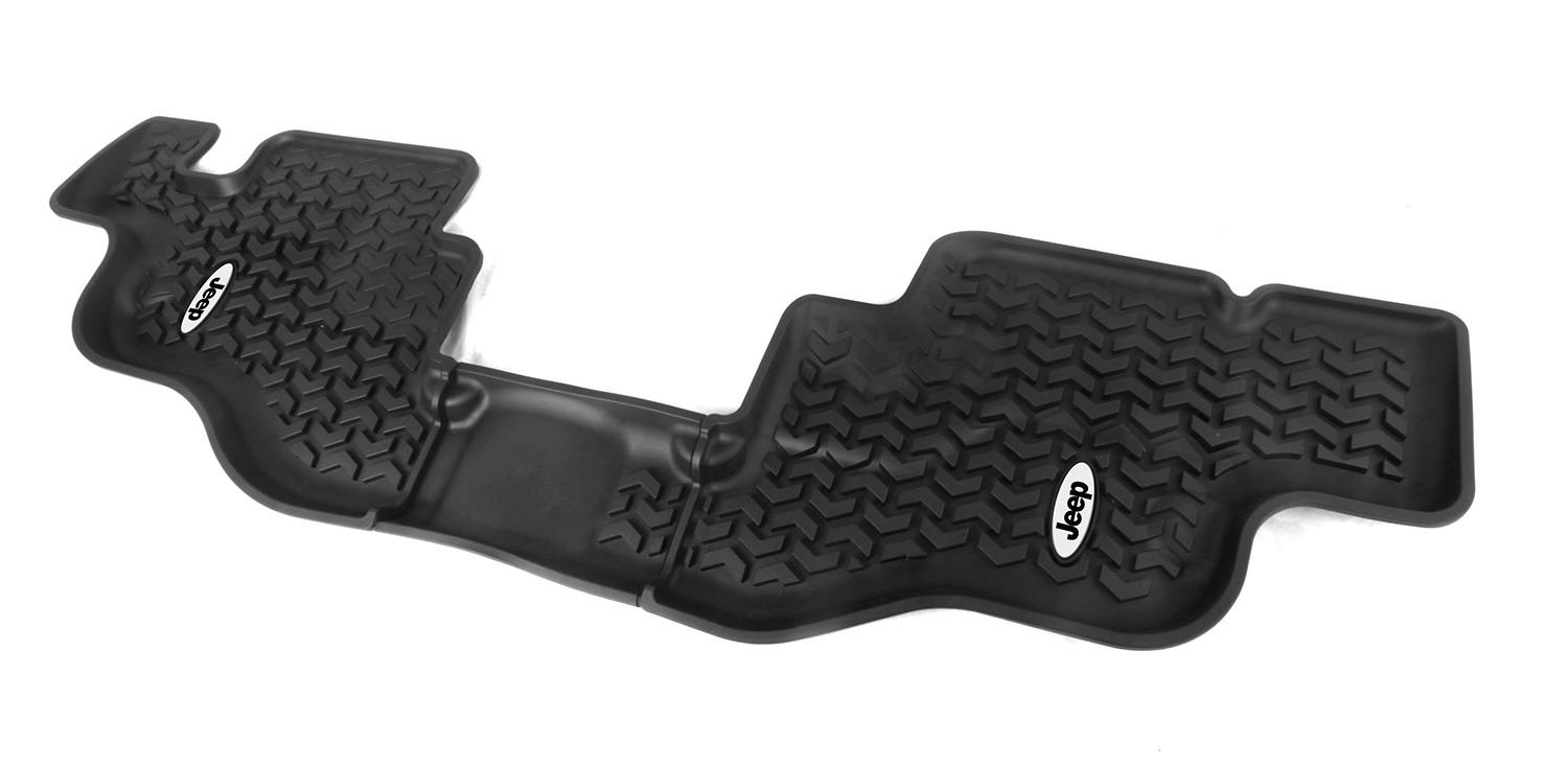 Rugged Ridge DMC-12950.22 Floor Liners; Rear; Black; Jeep Logo; 76-95 Jeep CJ7/Wrangler YJ