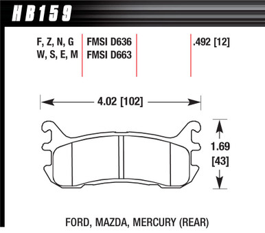 Street Brake Pads Rear Miata DTC 60 HB159G.492