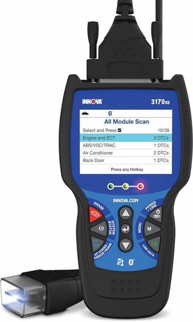 INNOVA 3170RS OBD1 & OBD2 Scanner, ABS Bleeder Scan Tool, OBD2 Diagnostic, Caliper Service, Brake Pad Life, Read/Erase ABS/SRS Codes, Reset Oil Light, Live Data, Updates Included