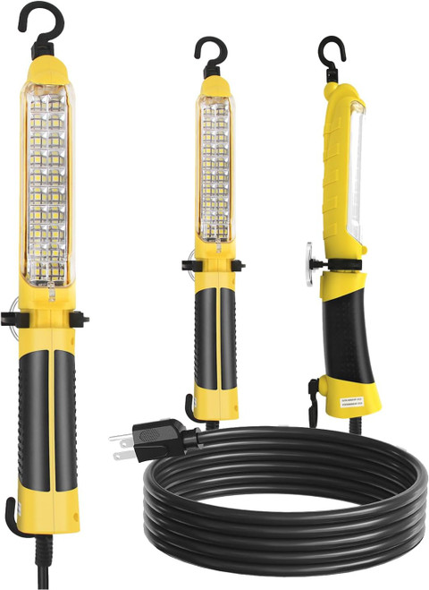 LED Trouble Light, Handheld Corded Work Lights with Strong Magnet, Double Swivel Hook, ETL Listed, 16 AWG Drop Light Suitable for Car Repair, Garage, Machinery and Workshop
