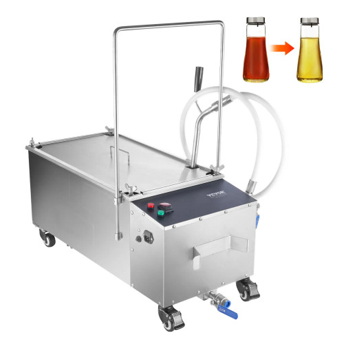 Portable Oil Filtering Unit, 55L Tank, 10 L/min Filtering Speed, Equipped with Casters and Oil Hose, Ideal for Fast Food Venues