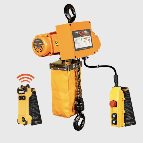 1/2 ton 1100 lb 110~120V 1 Speed Electric Chain Hoist 16ft. Japan FEC G80 Chain 10A 1400W H2 Duty Wireless PWCH1100-16-W