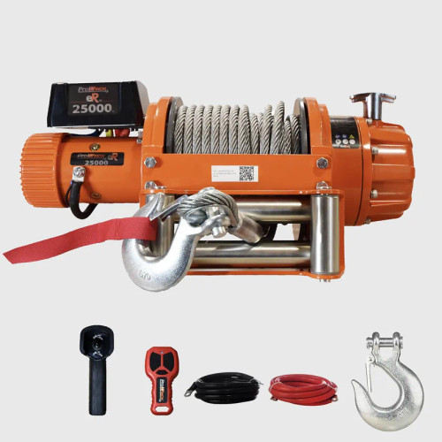 25000 lbs 24V Electric Waterproof Winch. Steel Wire Rope. Wireless and Wired Control PWER25000i24V