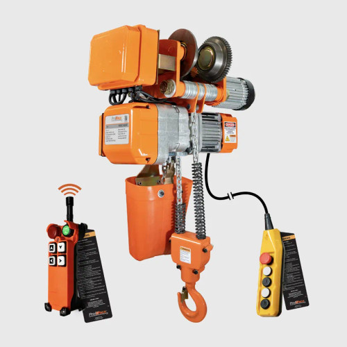 1 ton 2200 lb 220~240V 1 Speed Electric Chain Hoist Power Trolley 20 ft. G80 Chain H2 Duty Wireless PWHC1000iW