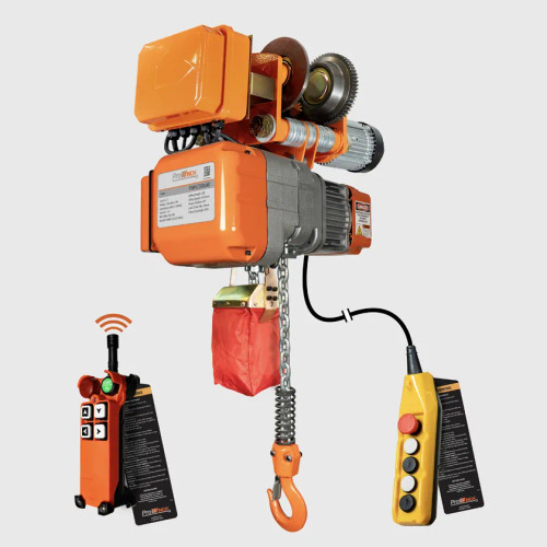 1/2 ton 1100 lb 110~120V 1 Speed Electric Chain Hoist Power Trolley 20 ft. G80 Chain H2 Duty Wireless PWHC500uW