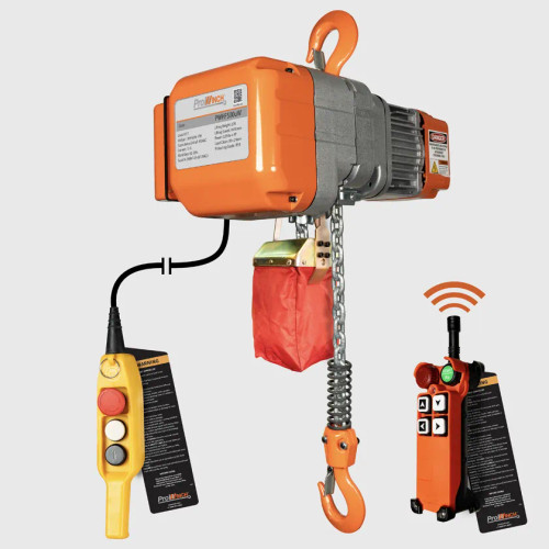 1/2 ton 1100 lb 110~120V 1 Speed Electric Chain Hoist 20 ft. G80 Chain H2 Duty Wireless PWHF500uR