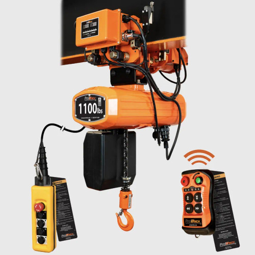 1/2 ton 1100 lb 208~240/440~480V 2 Speed Electric Chain Hoist Power Trolley 20 ft. FEC G80 Japan H4 Duty Wireless PWJT05H4-2SW
