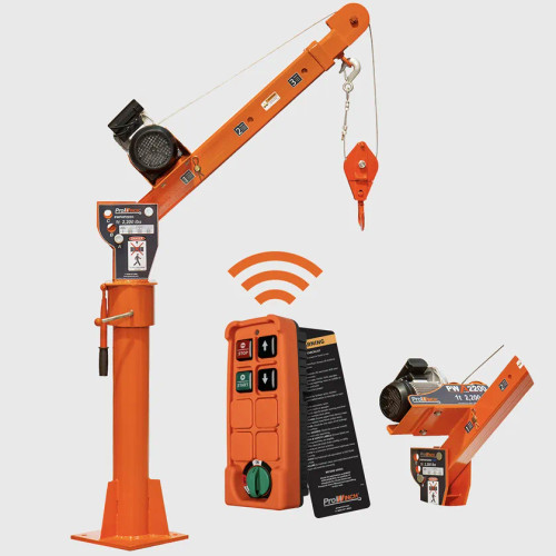 2000 lbs Davit Crane 360 Swivel with Wireless Electric Winch 220V PWPHP2200-220V