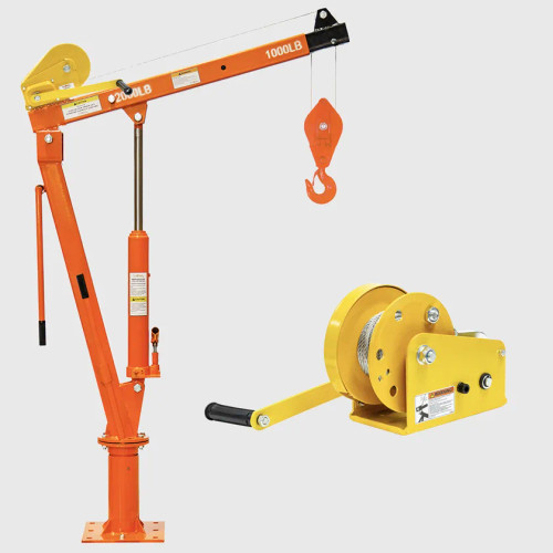 Hydraulic Davit Crane 2000 lbs 360o Swivel with Automatic Brake Winch PWPHW207-W