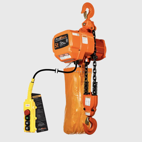 5 ton 11000 lb 1 Speed 208~240/440~480V Electric Chain Hoist 30ft. G100 Chain H3 Duty PWR5