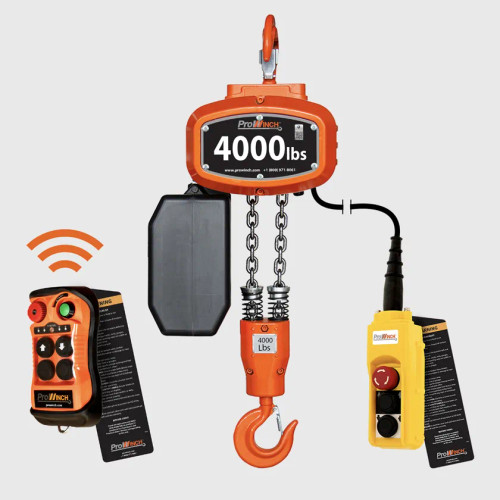 4000 lb 1 Speed Electric Chain Hoist Wireless 110~120/220~240V 20 ft G100 Chain UL Certified PWRF4000