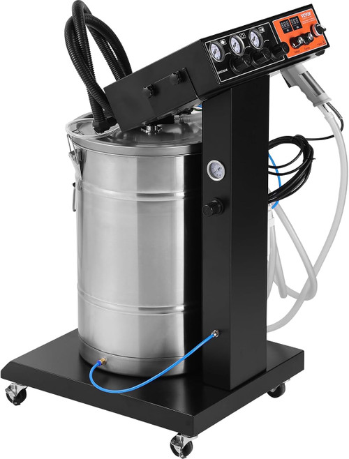 Powder Coating System - 40W 100KV Electrostatic Output Kit with 50L Powder Hopper, 450g/Min Spray Gun & Trolley Base, Indoor/Outdoor