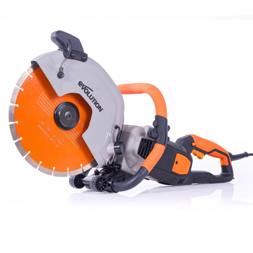 Evolution 12 Inch Concrete Saw with Water Fed Dust Suppression (Aka Angle Grinder, Cut Off Saw, Masonry) Electric, No Gas, 4-1/2 in. Cut - Incl Premium Diamond Blade