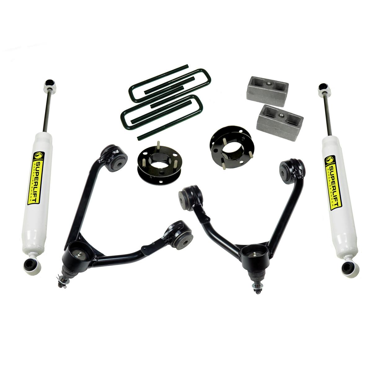 Superlift 3850 3.5" Upper Ctrl Arm Kit-07-16 GM 1500 2WD w OE Cast Stl Ctrl Arms w SL Rr Shcks