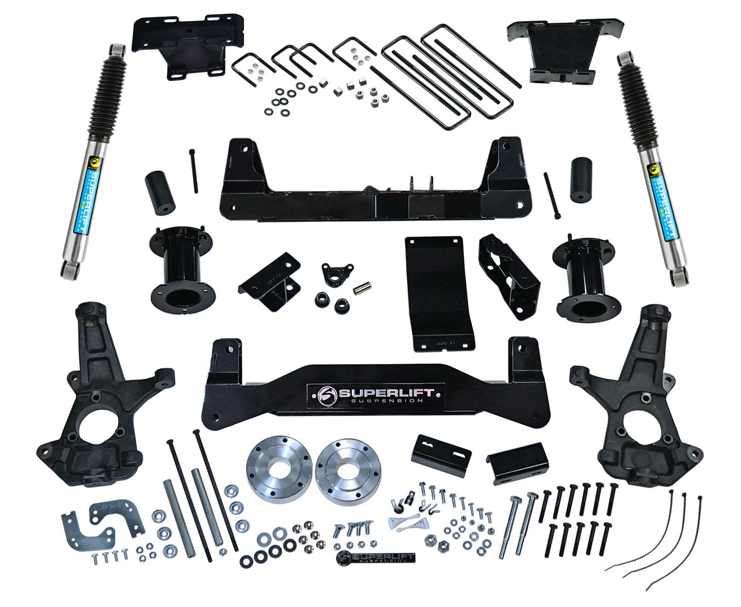 Superlift K160B 6.5" Lift Kit-14-16 Silv/Sierra 1500 4WD w OE Cast Stl Ctrl Arms w Bil Rr Shcks