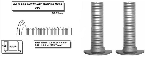 S&W Lap Continuity Heads Lap Continuity Head 16 Slots - 3.5 in. (88.9 mm) Head Width - OAL 15.5 in. (393.7 mm)