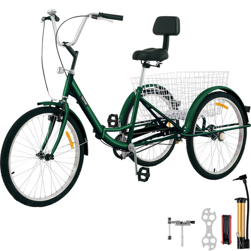Tricycle Adult 24 inch Wheels Adult Tricycle 1-Speed 3 Wheel Bikes For Adults Three Wheel Bike For Adults Adult Trike Adult Folding Tricycle Foldable Adult Tricycle 3 Wheel Bike Trike For Adults