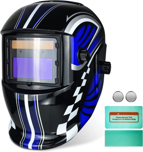 Auto Darkening Welding Helmet - True Color Solar Powered Welding Hood with 2 Arc Sensor Adjustable Wide Shade Range 4/9-13 Welding Mask for TIG MIG ARC Weld Plasma Cut Grinding