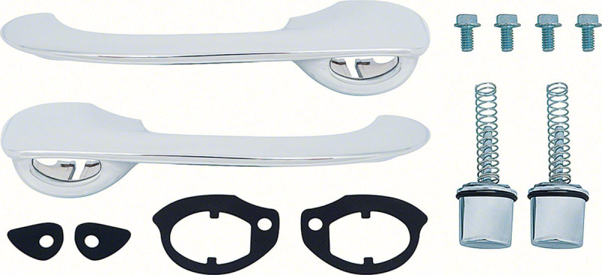 1966-67 Chevy II, Nova, Front Outer Door Handle Set, with Gaskets & Hardware