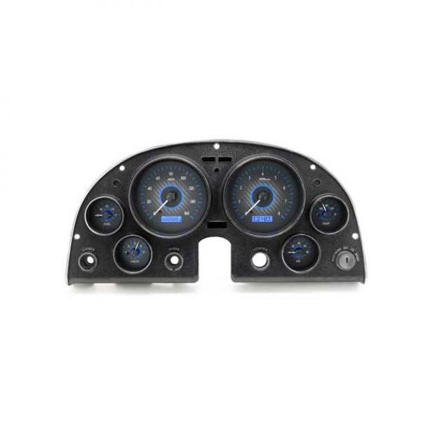 Corvette C2 VHX Series Digital Dash With Carbon Fiber StyleFace And Blue Display, 1963-1967