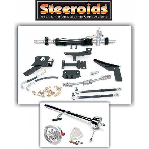 Corvette Rack & Pinion Conversion Kit, Steeroids, With Manual Steering, Unpainted Column, 1958-1962