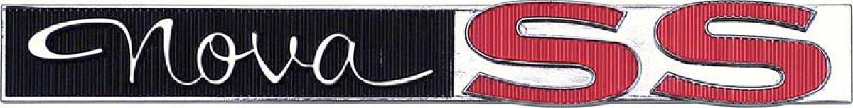 1963-64 Chevrolet, "Nova SS" Trunk Lid Emblem, with Hardware, GM Licensed