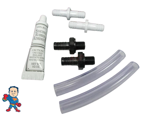 Air Bleeder Barb Plug Kit for Dynasty Spa Waterway Pumps – 1/4″ MPT x 3/8″ with Silicone (Set of 2)