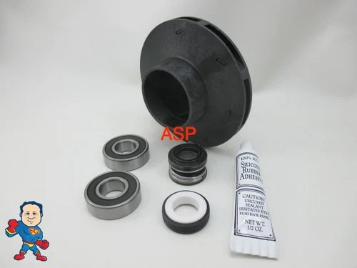 Aqua-Flo XP2 2.5HP Impeller Kit 2 1/8″ Eye 3/8″ Vane 4 3/8″ OD w/ Bearings & Seals 230V/11A