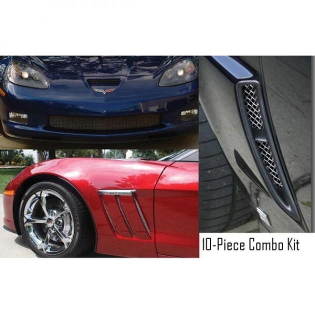 Corvette C6 Grand Sport Custom RaceMesh 10-Piece Grille Combo Kit, 2010-2013
