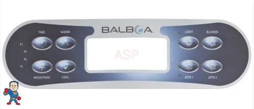Balboa E8 ML700 8-Button Topside Overlay – 2 Pumps, Blower, Light, Temp, Time, Mode/Prog Controls
