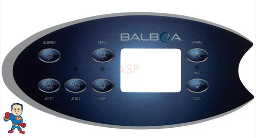Balboa ML702 Spa Overlay – 2 Pumps, Blower, Light, Mode, Temperature Controls – Oval Design