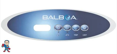Balboa MVP260 VL260 E4 Oval Control Overlay – 4 Button Jets Temp Light – 1 or 2 Pump Compatible