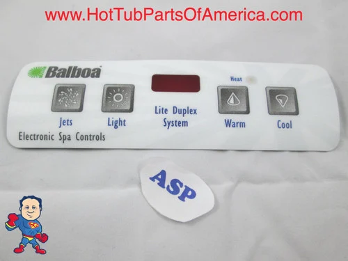 Balboa VL403 Topside Control Overlay 4-Button Rectangle #11866 E4 Jet Light Temp Spa Replacement