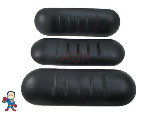 Black Ribbed Headrest Pillows for Keys Backyard Spas – Set of 3 – 12×4 inch – Discontinued Part