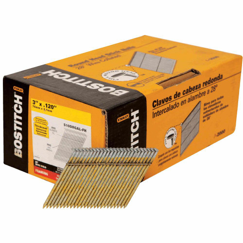 BOSTITCH Series Framing Nail, 0.12 in Dia, 3 in L, Coated, Steel