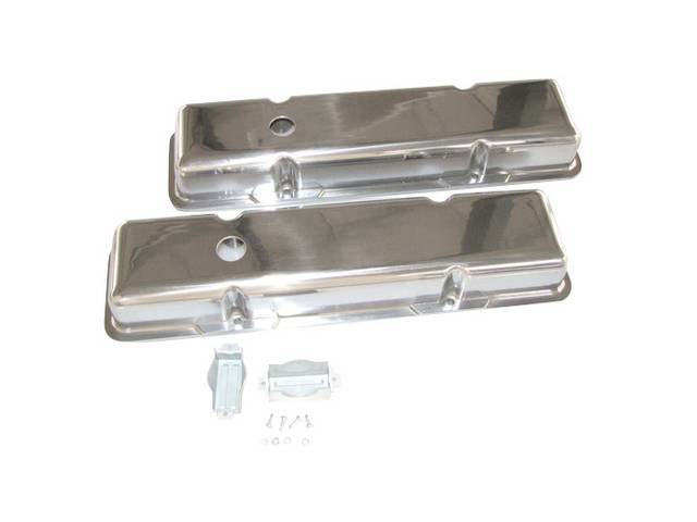 Valve Cover Set, Short Profile, w/ Oil Baffle on each cover, Smooth Polished Aluminum, reproduction