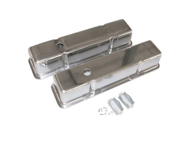 Valve Cover Set, Tall Profile, w/ Oil Baffle on each cover, Smooth Polished Aluminum, reproduction