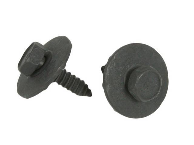 FASTENER KIT, Rear Seat Back Frame, (2) incl HX AB CONI TOOTH SEMS and washer assembly - one pair of screws w/ 1 inch diameter washers, OE-correct repro** also see p/n C-11628-6AK for screw and washer assembly with 1.75 inch diameter washers **