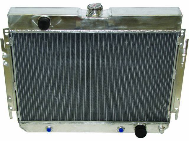 Radiator, Aluminum, Champion, 4 Row 24 1/2 inch core, W/ trans cooler, Natural Finish