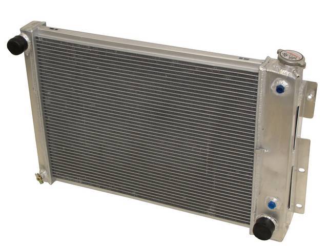 Radiator, Aluminum, Champion, 2 Row 23 inch core, W/ transmission cooler, Natural finish