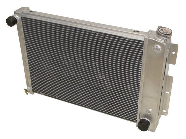 Radiator, Aluminum, Champion,Natural finish, 3 Row 23 inch core, W/ transmission cooler